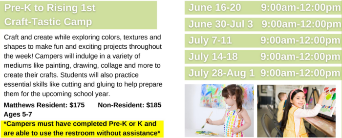 Pre K/Rising 1st 2025 summer camps